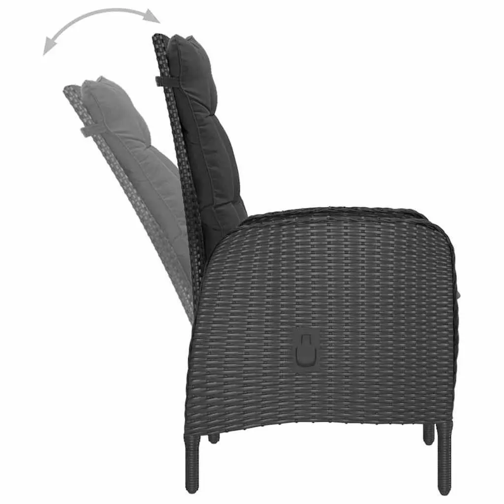 5 Piece Outdoor Dining Set Black Poly Rattan Glass Table Patio Furniture