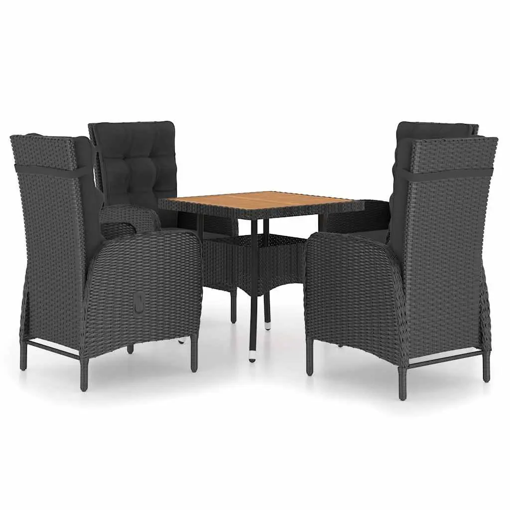 Outdoor Garden Dining Set 5 Piece Patio Furniture Table Chairs Black