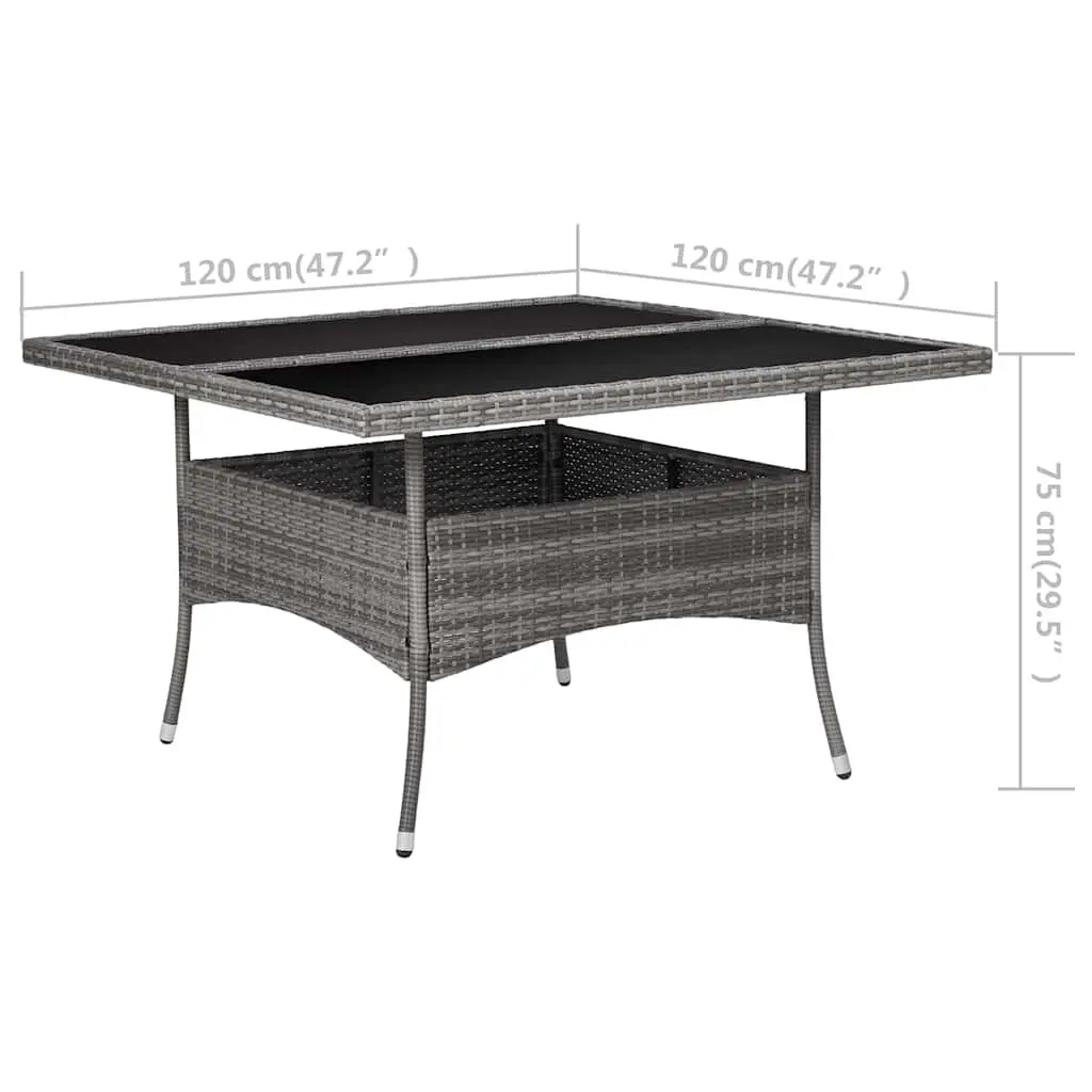 9 Piece Outdoor Dining Set Garden Patio Furniture Grey PE Rattan Glass Table