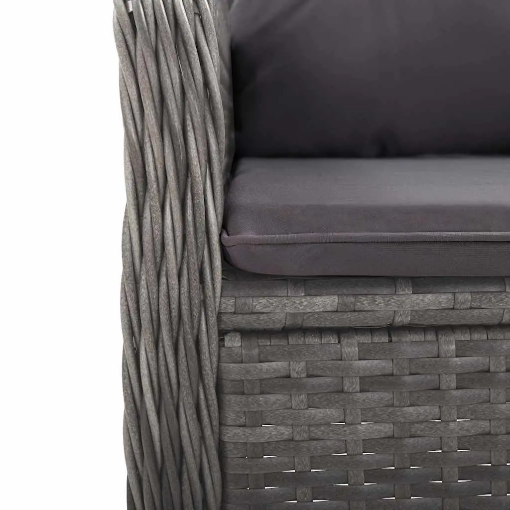9 Piece Outdoor Dining Set Garden Patio Furniture Grey PE Rattan Glass Table