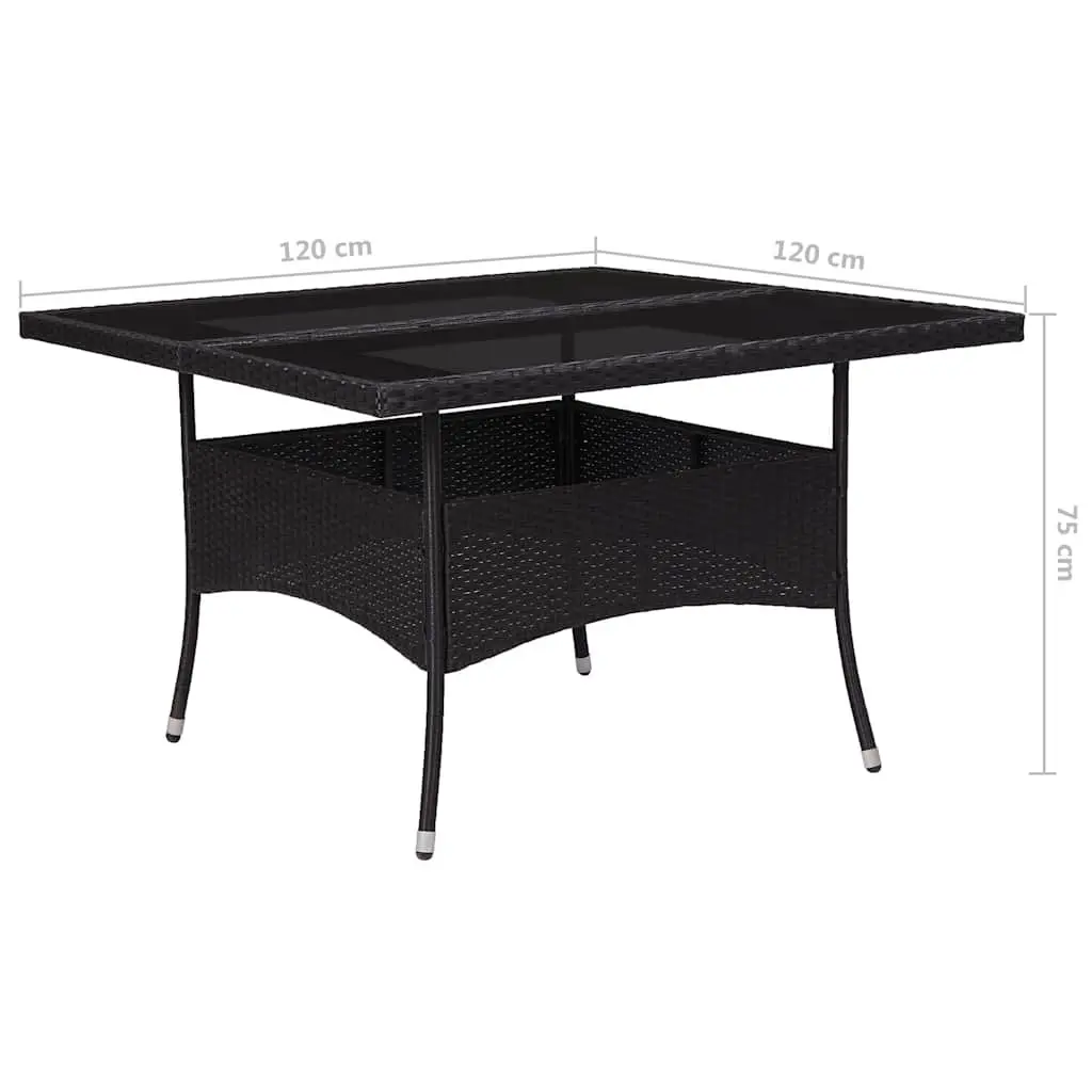 9 Piece Outdoor Dining Set Garden Patio Rattan Chairs Table Glass Top Black
