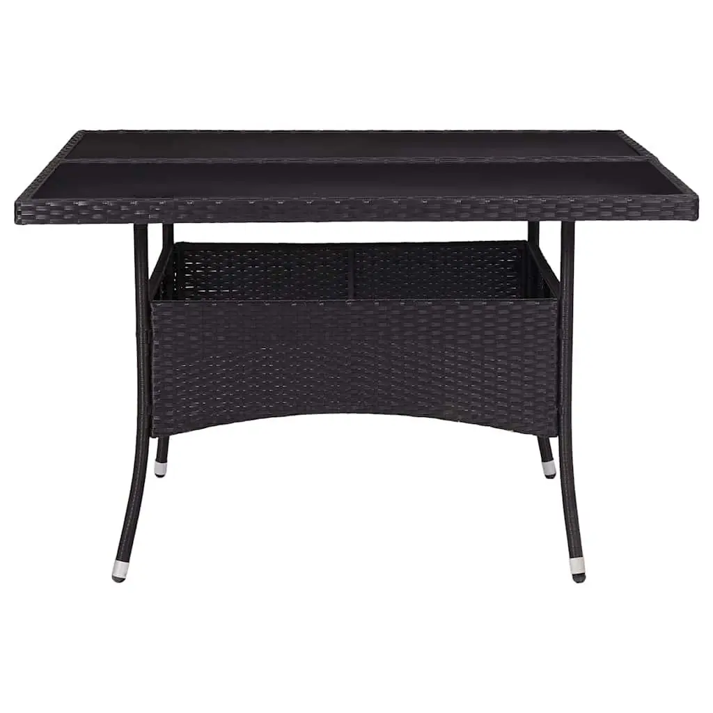 9 Piece Outdoor Dining Set Garden Patio Rattan Chairs Table Glass Top Black