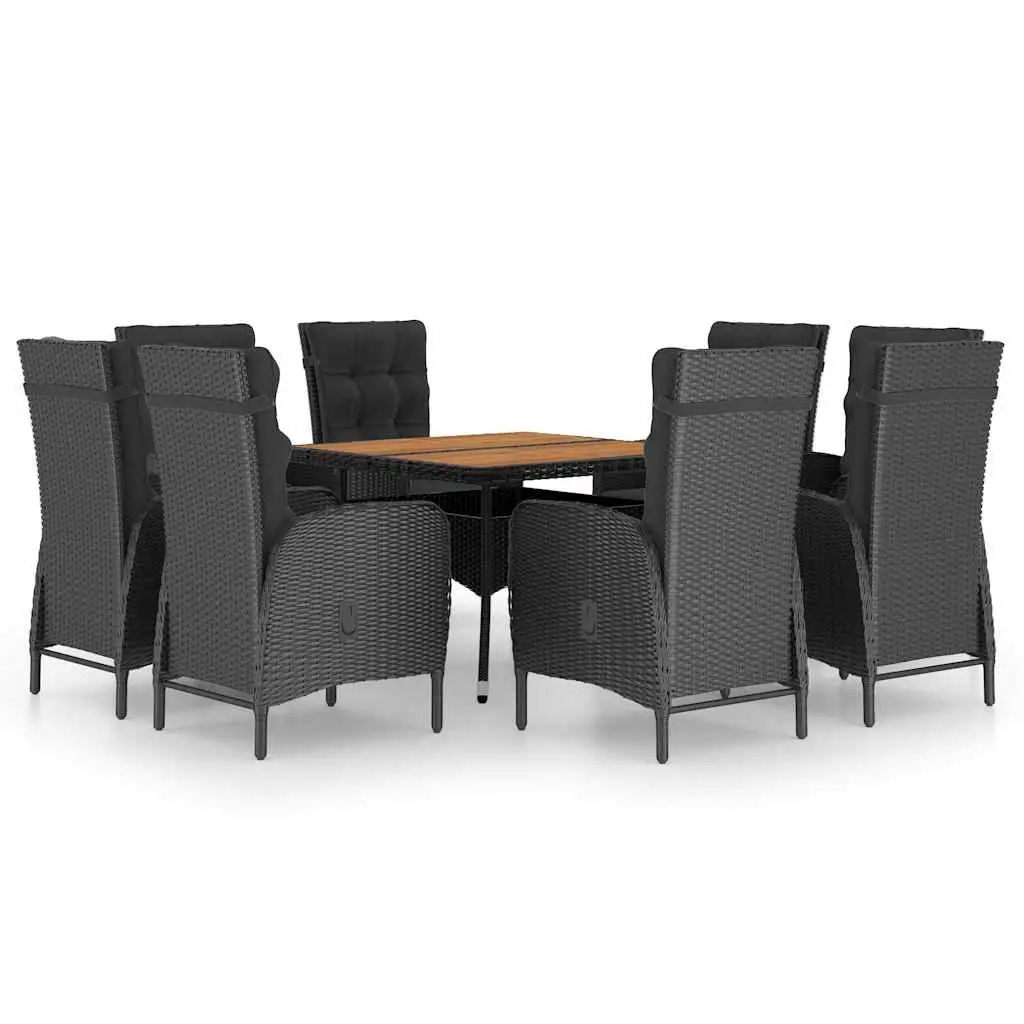 Garden Dining Set Outdoor Furniture Patio 9 Piece Black