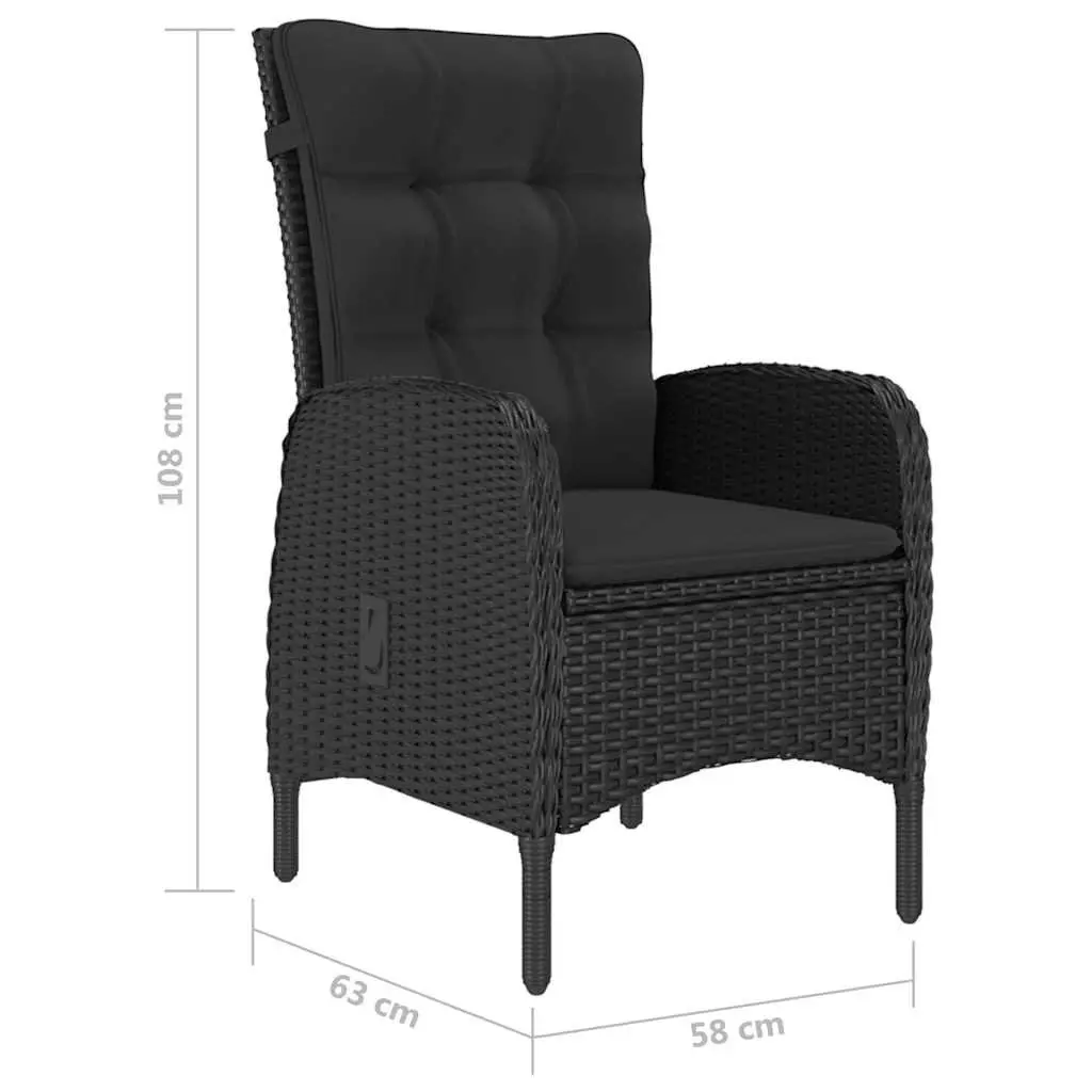 Garden Dining Set Outdoor Furniture Patio 9 Piece Black