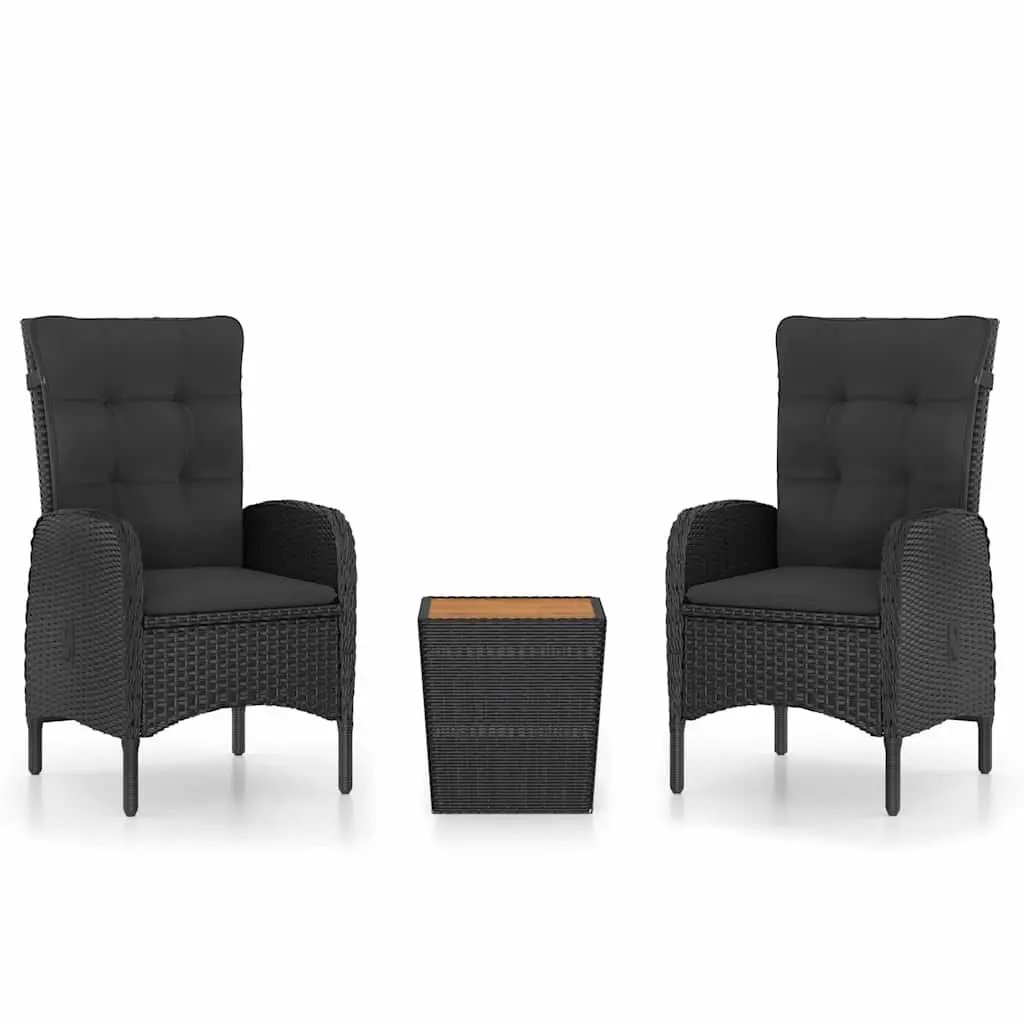 Garden Bistro Set 3 Piece Outdoor Furniture Patio Garden Use Black