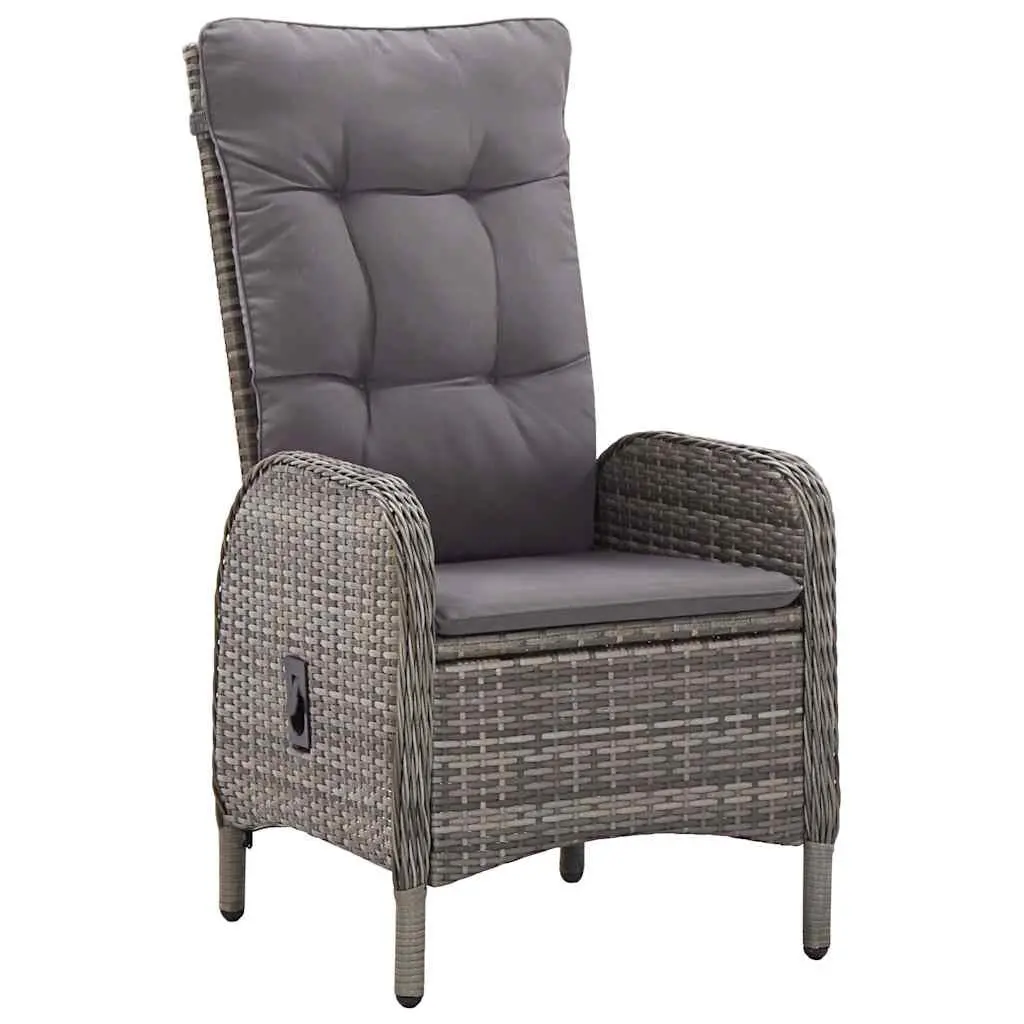 3 Piece Garden Bistro Set Poly Rattan Outdoor Patio Furniture Grey Chairs Table