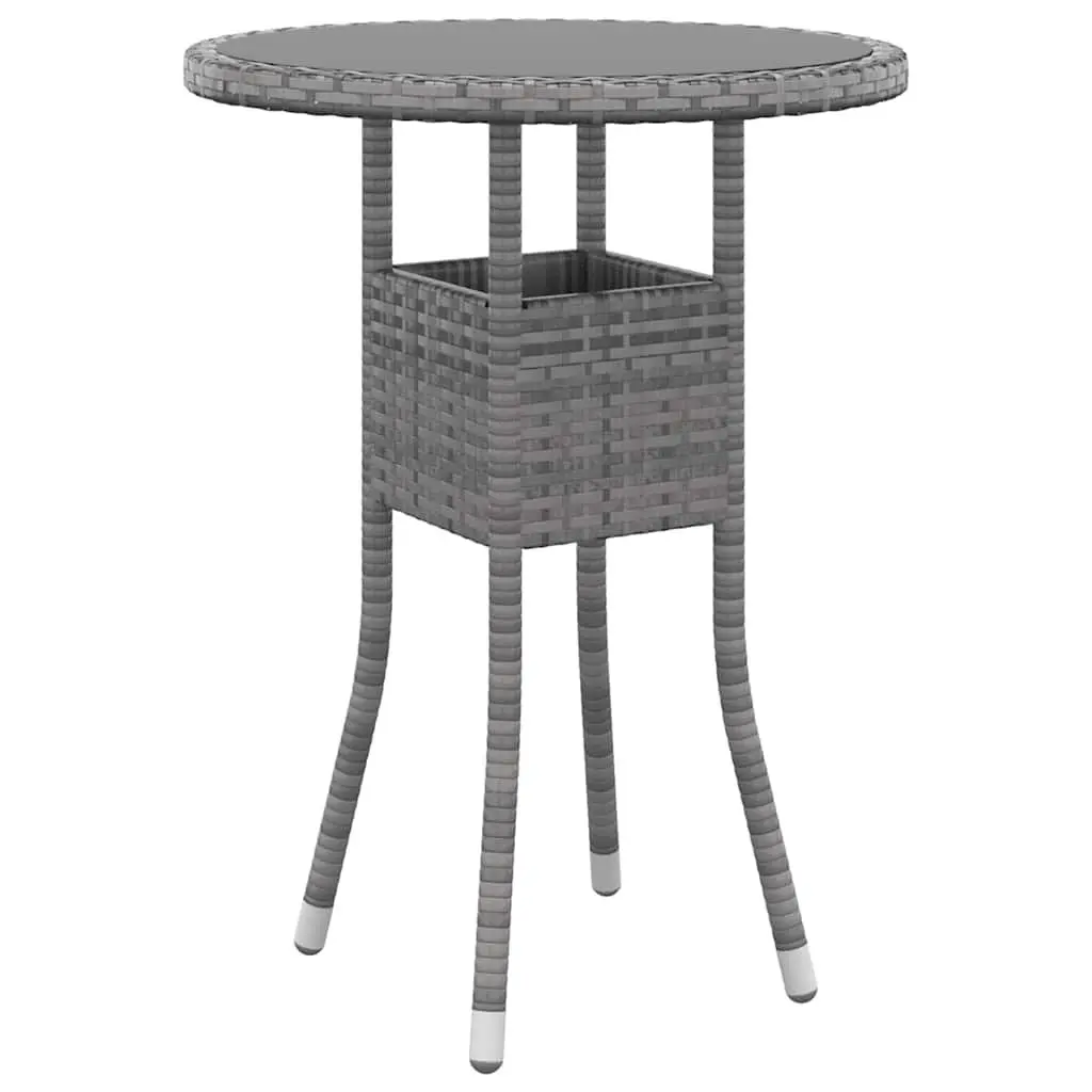 3 Piece Garden Bistro Set Poly Rattan Outdoor Patio Furniture Grey Chairs Table
