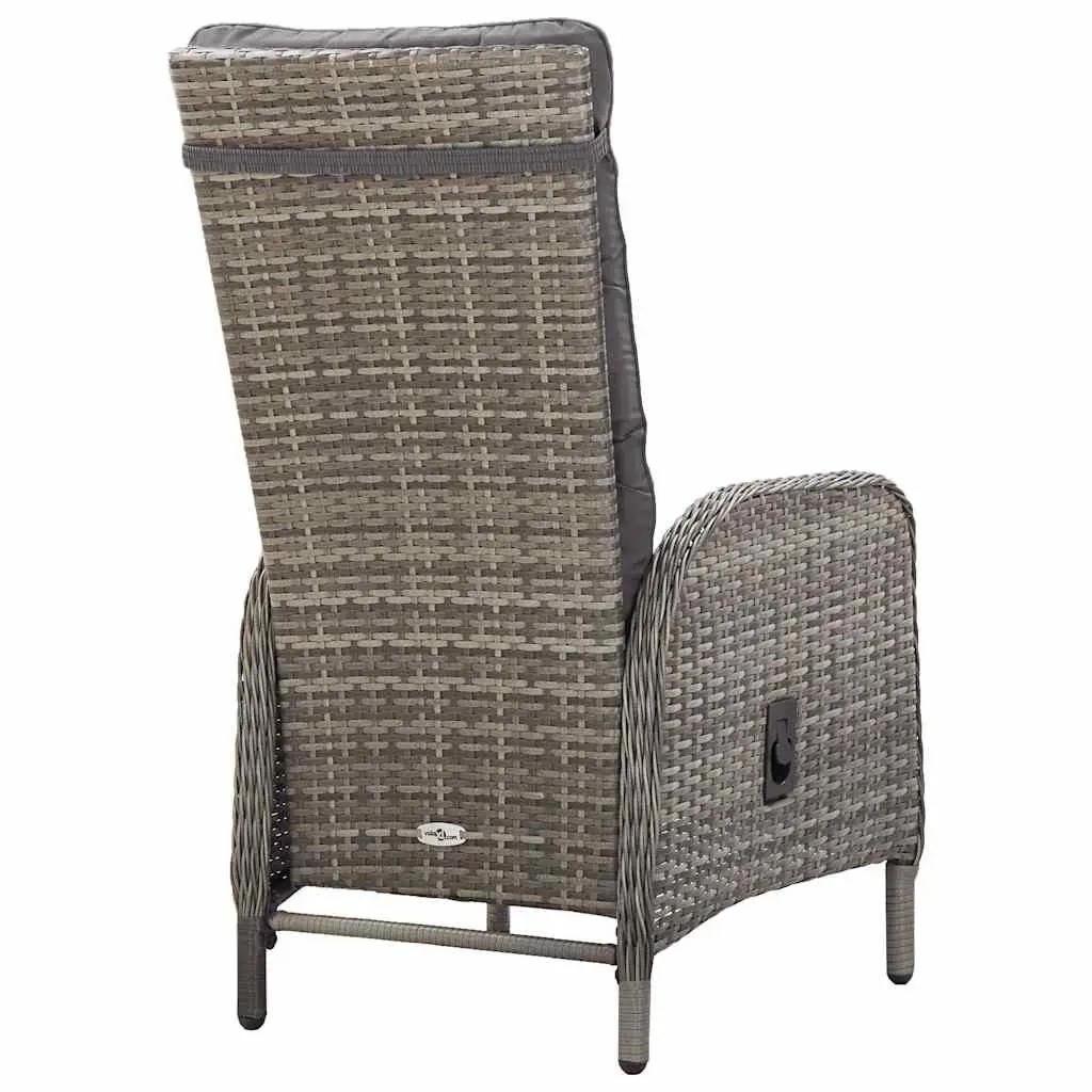 3 Piece Garden Bistro Set Poly Rattan Outdoor Patio Furniture Grey Chairs Table