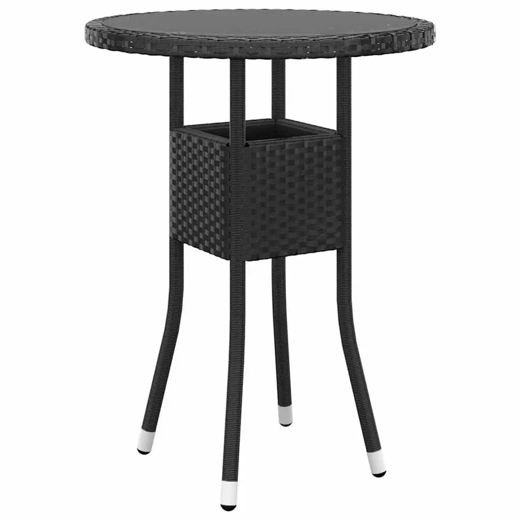 3 Piece Garden Bistro Set Poly Rattan Outdoor Patio Furniture Black Chairs Table