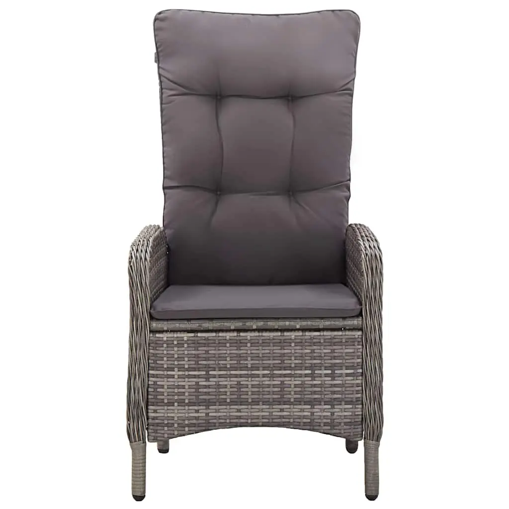 3 Piece Garden Bistro Set Outdoor Patio Furniture Grey Armchair