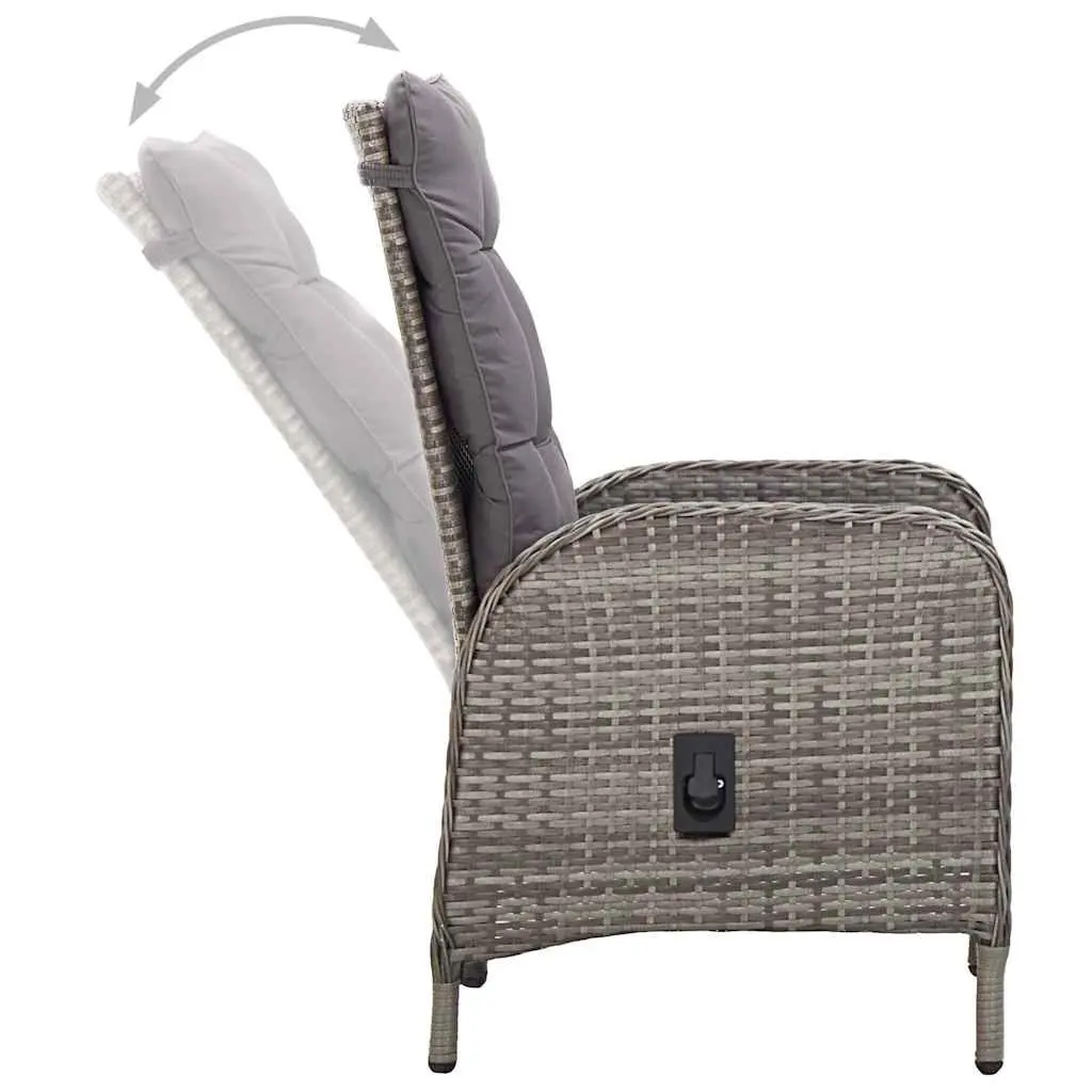 3 Piece Garden Bistro Set Outdoor Patio Furniture Grey Armchair