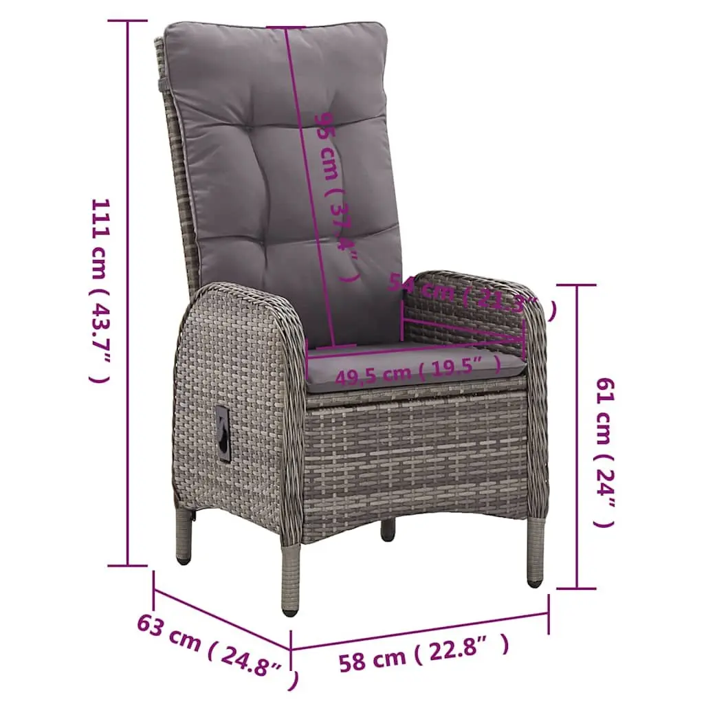 5 Piece Grey Rattan Bistro Set