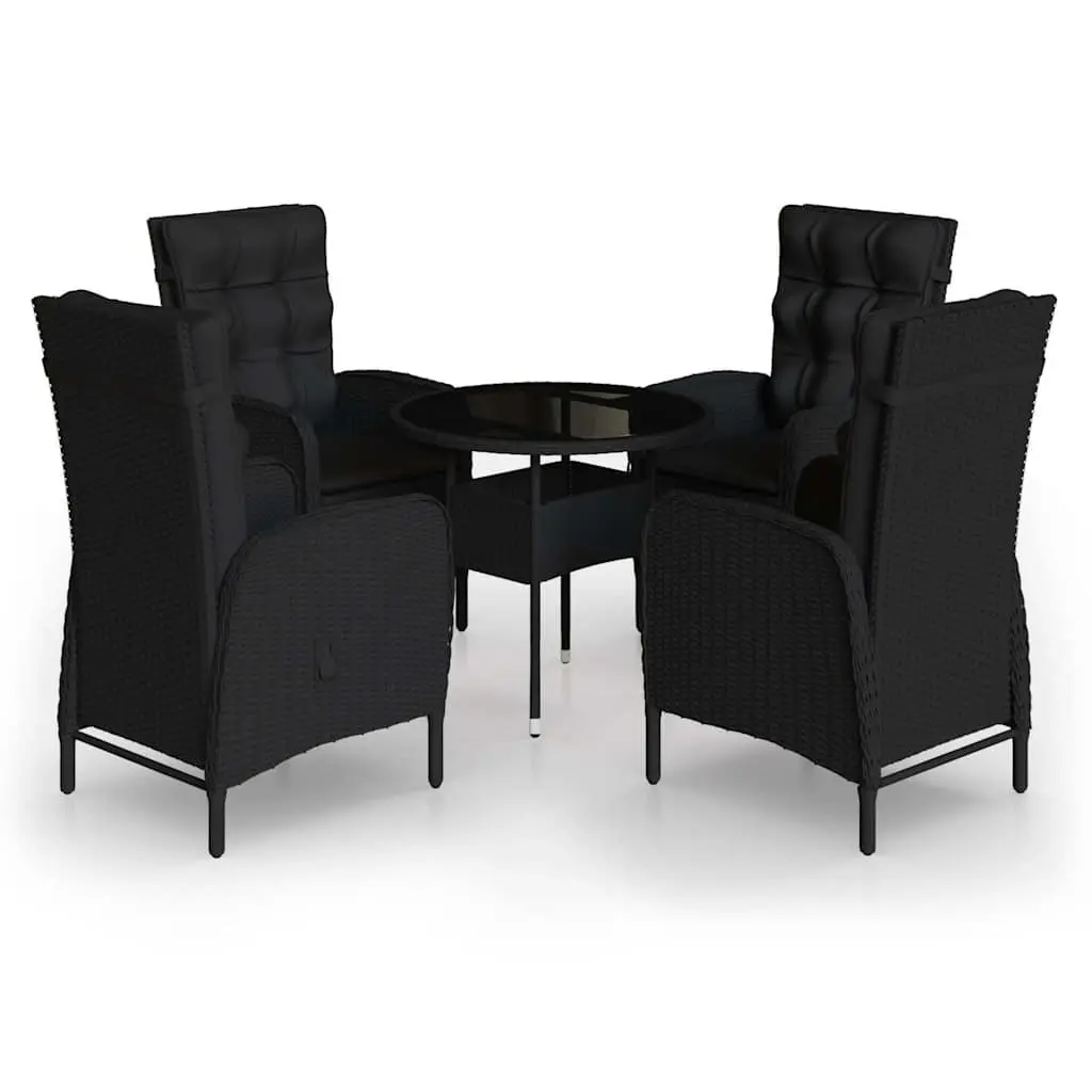 5 Piece Garden Bistro Set Outdoor Use Black