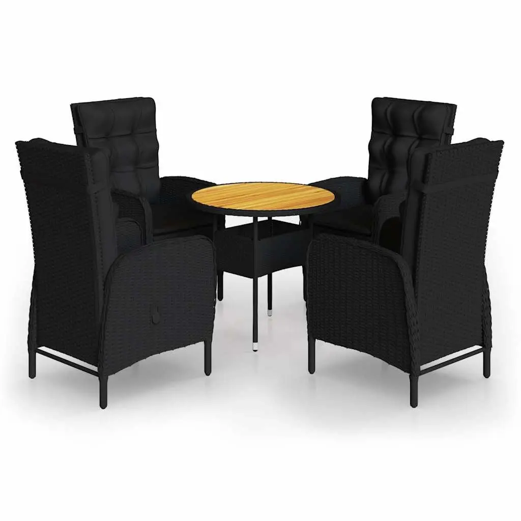 5 Piece Garden Bistro Set Outdoor Patio Furniture Black