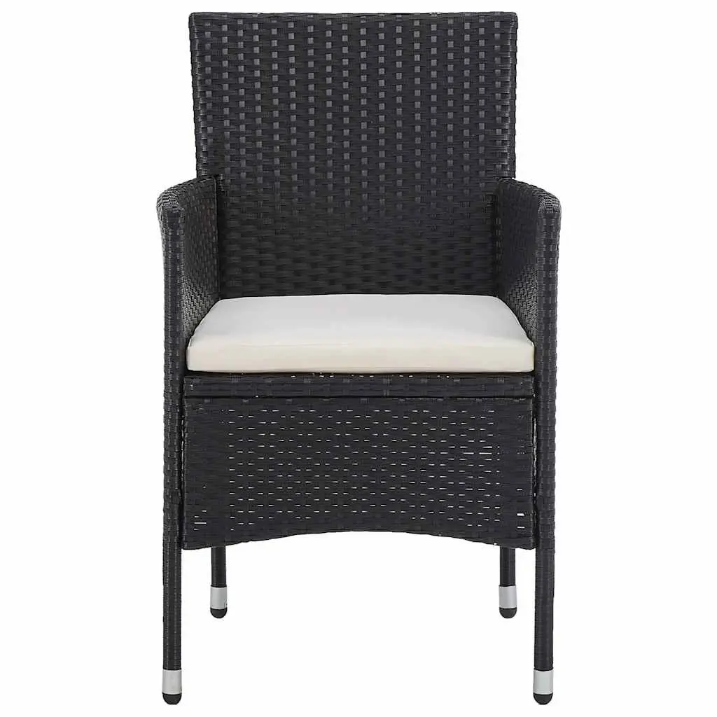 Garden Dining Set Outdoor Use 11 Piece Steel PE Rattan Black