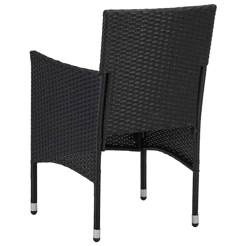 11 Piece Patio Dining Set Outdoor Garden Furniture with Cushions Black Steel PE Rattan