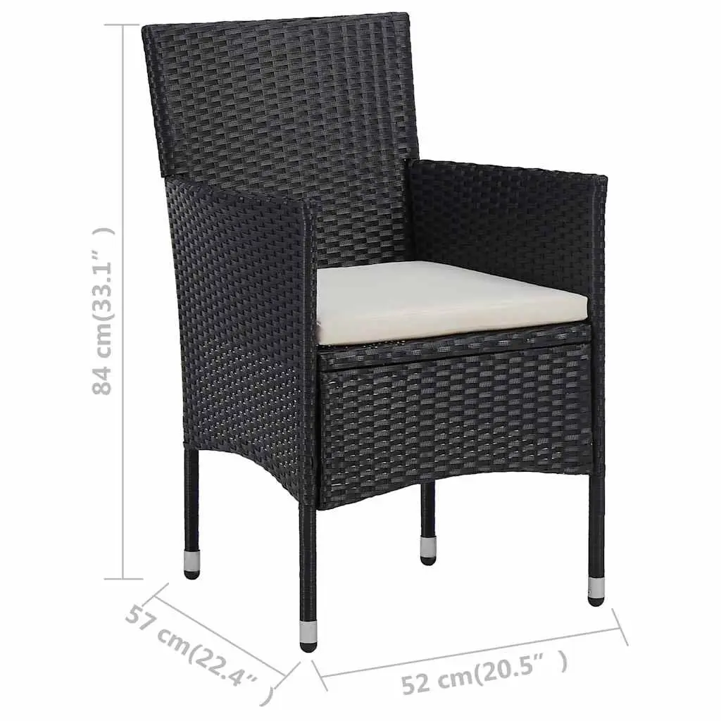 11 Piece Patio Dining Set Outdoor Garden Furniture with Cushions Black Steel PE Rattan