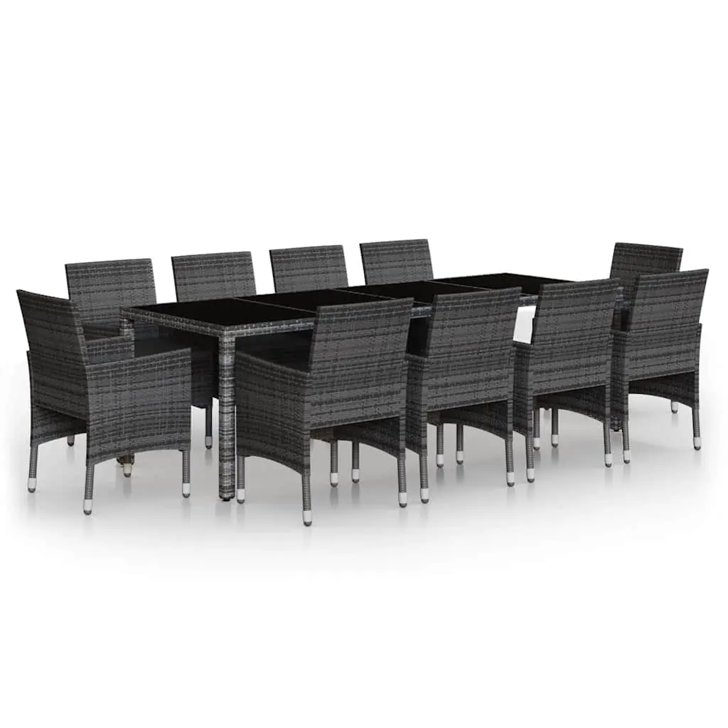 Garden Dining Set 11 Piece Outdoor Use Grey PE Rattan Furniture