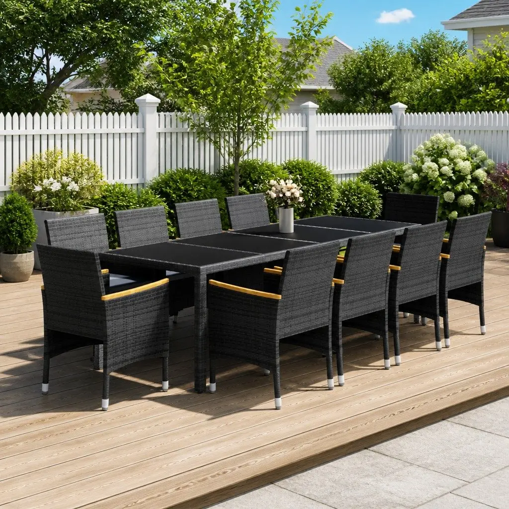 11 Piece Grey Outdoor Dining Set