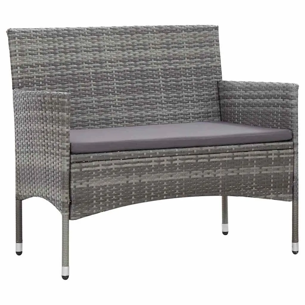 Garden Lounge Set 2 Piece Outdoor Furniture with Cushion Poly Rattan Grey Patio