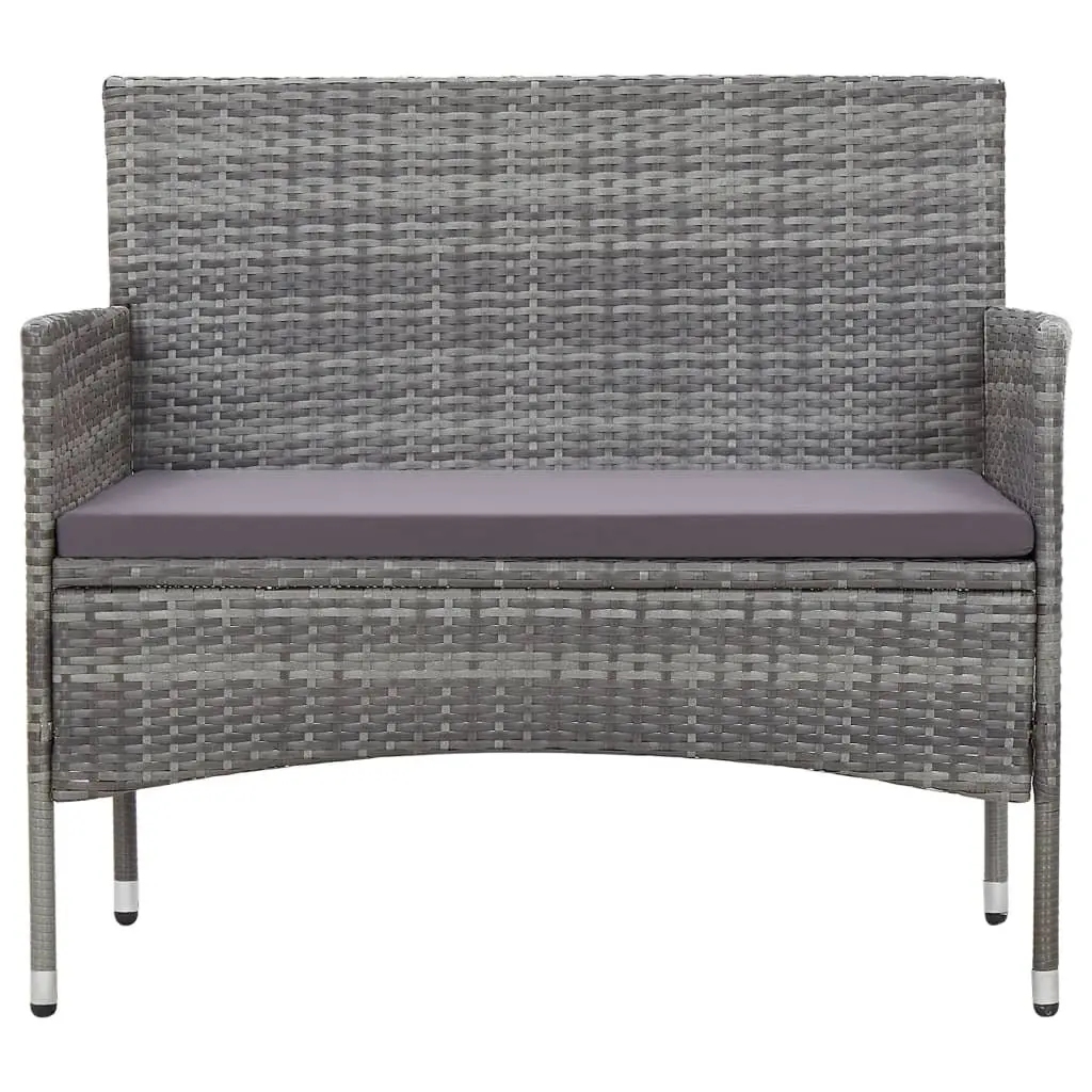 Garden Lounge Set 2 Piece Outdoor Furniture with Cushion Poly Rattan Grey Patio