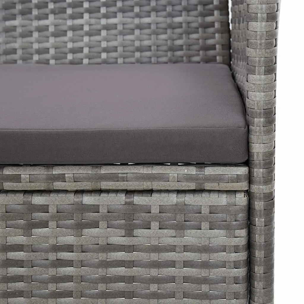 Garden Lounge Set 2 Piece Outdoor Furniture with Cushion Poly Rattan Grey Patio