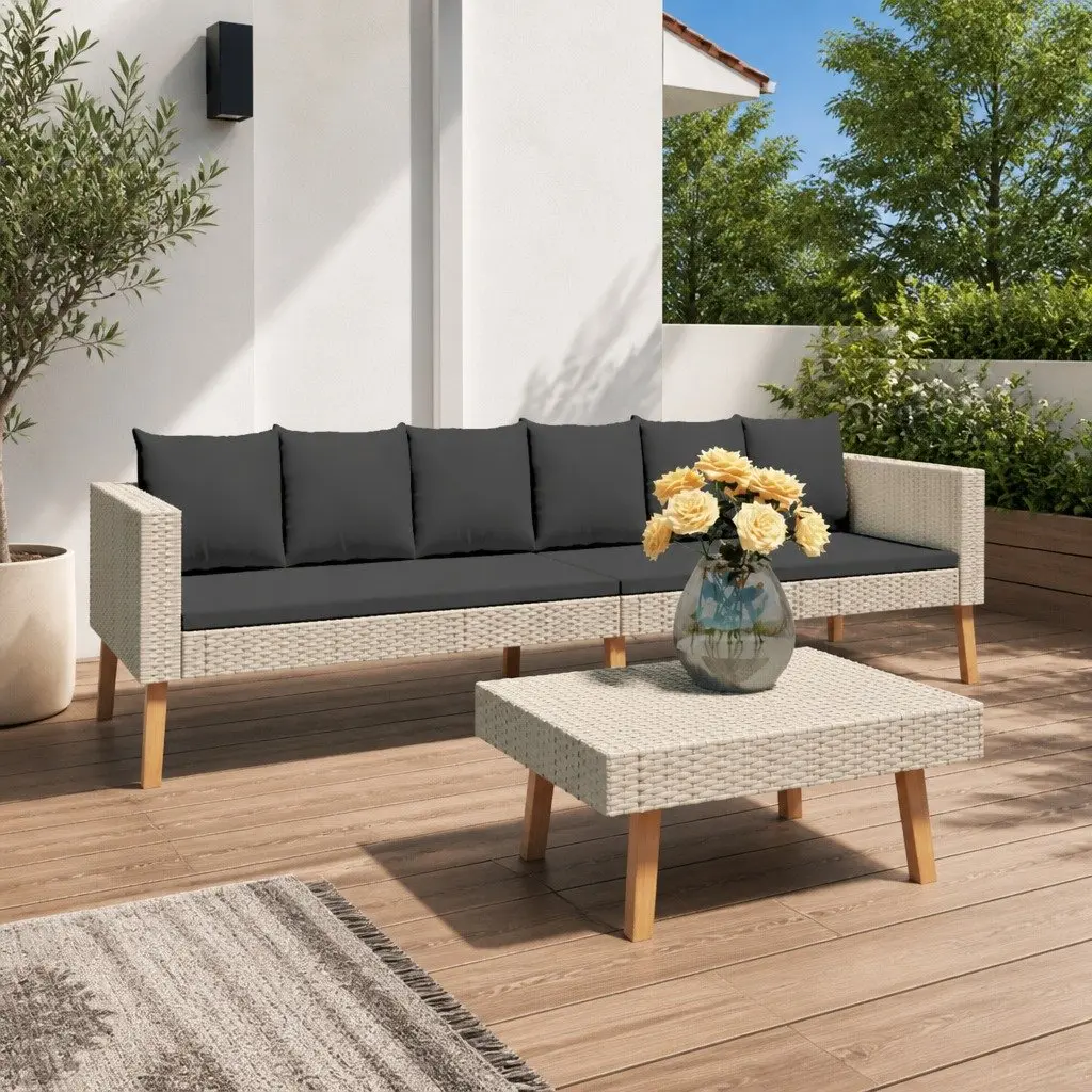 Garden Lounge Set 2 Piece Outdoor Sofa Coffee Table Patio Furniture Beige