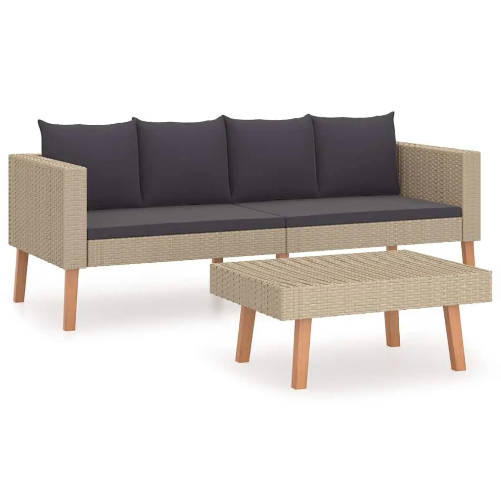 2 Piece Garden Lounge Set, Beige