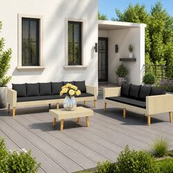 3 Piece Garden Lounge Set with Sofa, Chairs and Table
