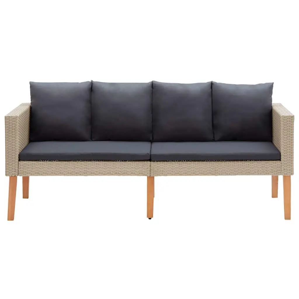 Garden Lounge Set Outdoor Furniture 3 Piece Sofa Table Cushions Beige