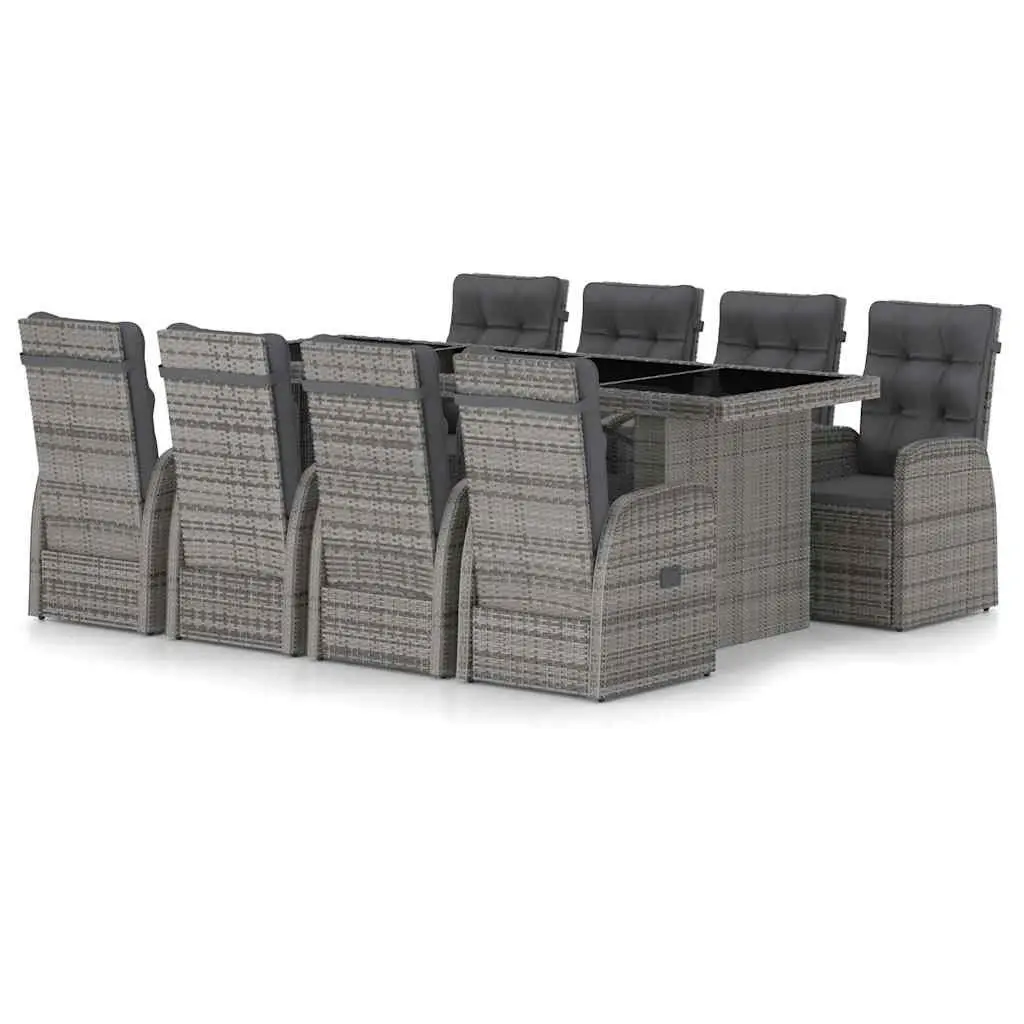 9-Piece Grey Outdoor Dining Set