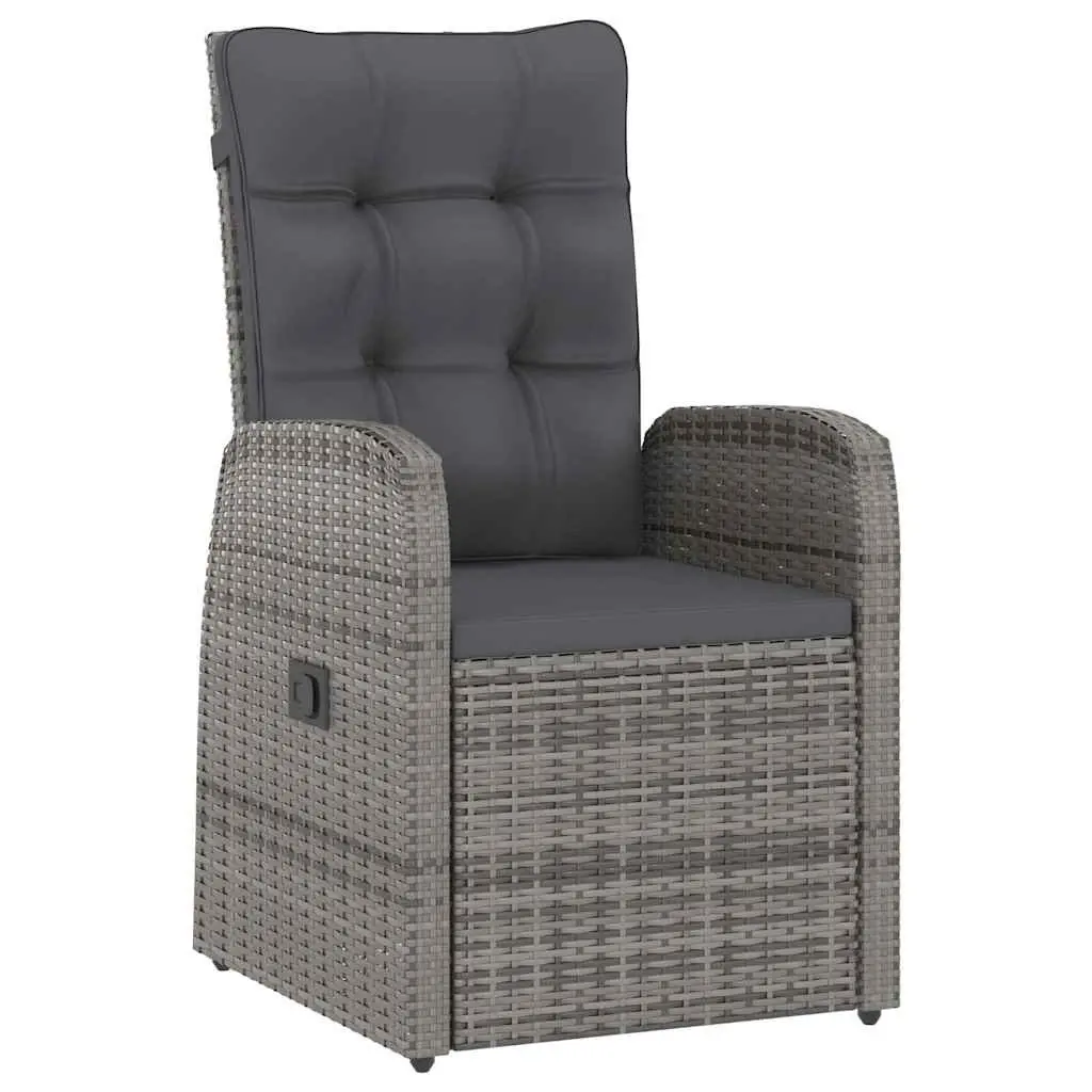 Outdoor Dining Set 7 Piece Grey Poly Rattan Garden Furniture with Cushions
