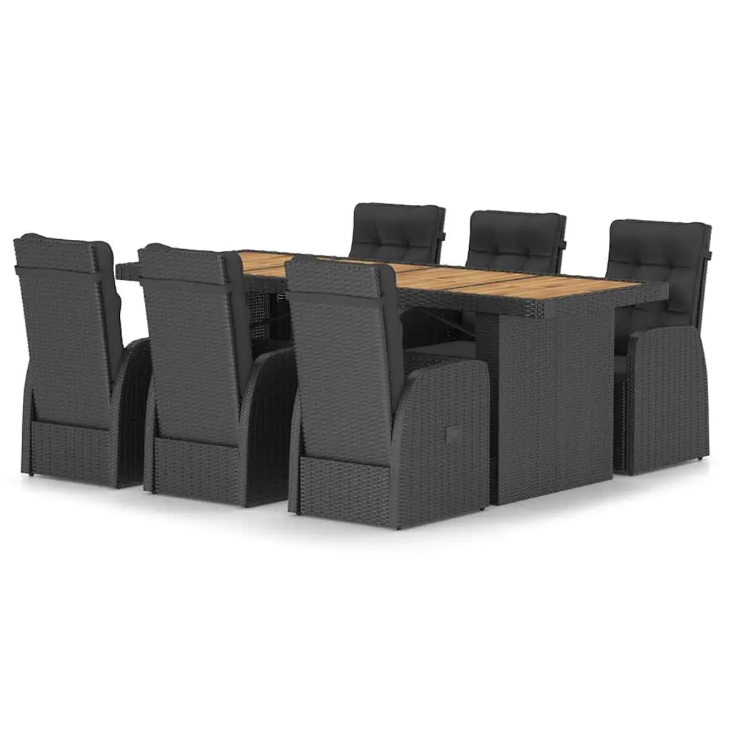 Outdoor Dining Set Garden Patio 7 Piece Black