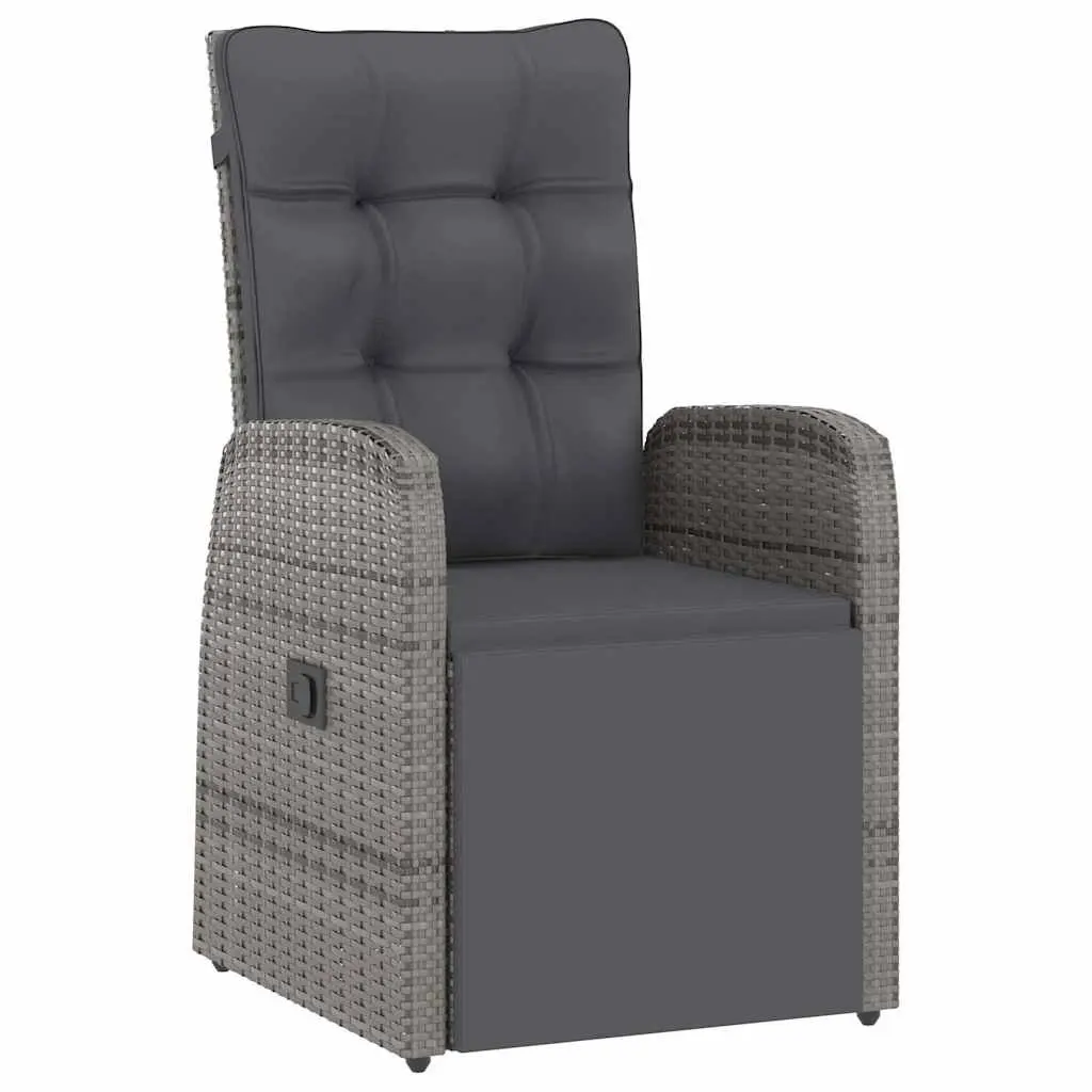 Outdoor Dining Set 11 Piece Garden Patio Furniture Grey Poly Rattan with Cushions