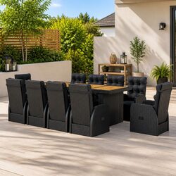 Specifications for 11-Piece Outdoor Dining Set: Black Rattan