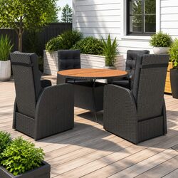 5-Piece Black PE Rattan Garden Dining Set Details