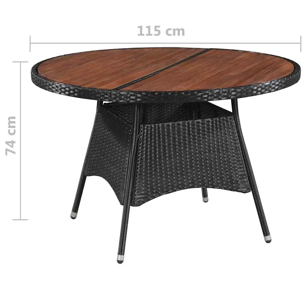 Outdoor Dining Set Garden Patio 5 Piece Black PE Rattan Furniture with Cushions
