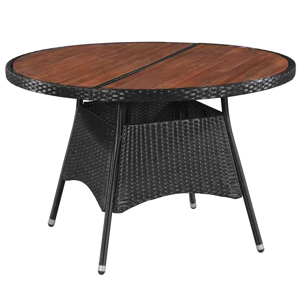 Outdoor Dining Set Garden Patio 5 Piece Black PE Rattan Furniture with Cushions