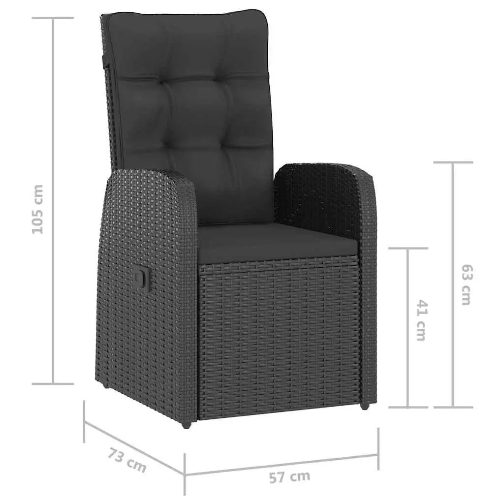 Outdoor Dining Set Garden Patio 5 Piece Black PE Rattan Furniture with Cushions