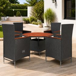 Black Poly Rattan Outdoor Dining Set - 5 Pieces