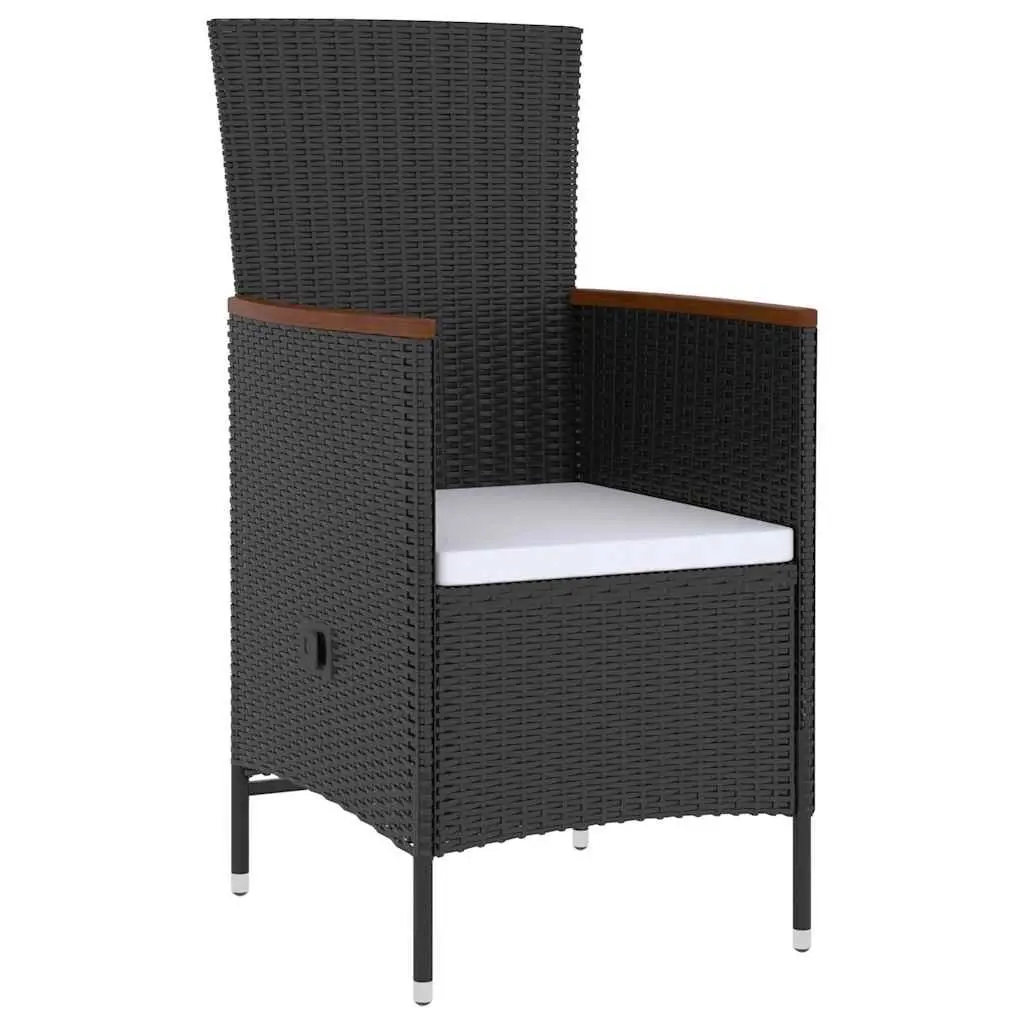Outdoor Dining Set 5 Piece Garden Furniture Black Poly Rattan with Cushions