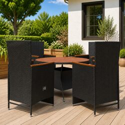 5-Piece Outdoor Dining Set: Steel, PE Rattan, and Acacia Wood