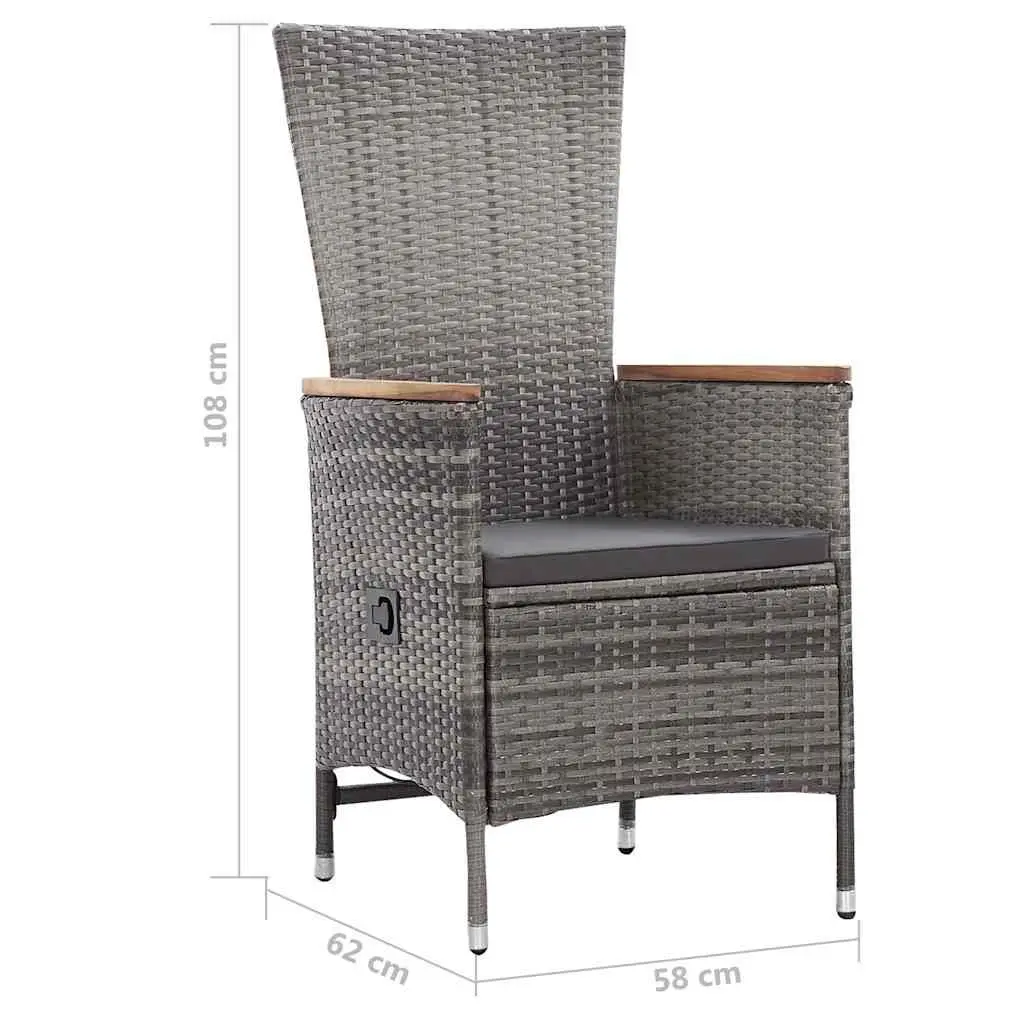 Garden Lounge Set 3 Piece Outdoor Patio Grey Poly Rattan Armchairs Coffee Table