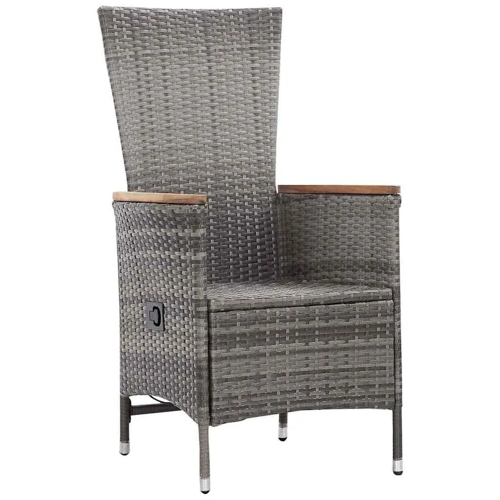 Garden Lounge Set 3 Piece Outdoor Patio Grey Poly Rattan Armchairs Coffee Table