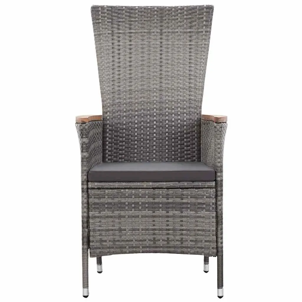 Garden Lounge Set 3 Piece Outdoor Patio Grey Poly Rattan Armchairs Coffee Table