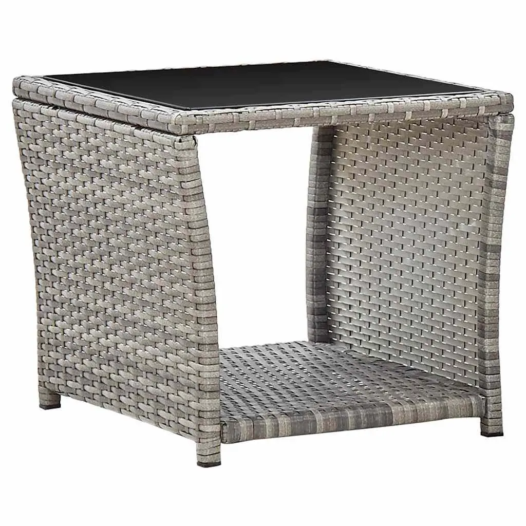 Garden Lounge Set 3 Piece Outdoor Patio Grey Poly Rattan Armchairs Coffee Table