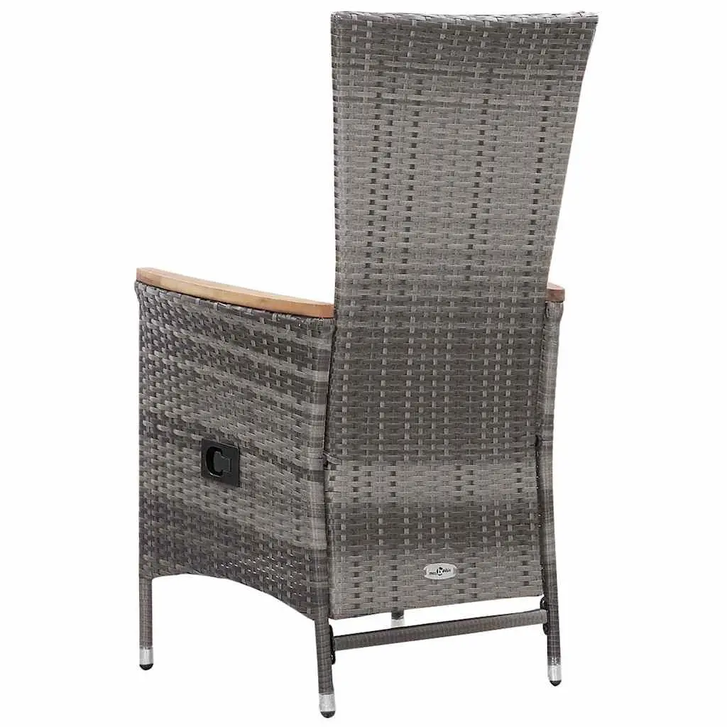 Garden Lounge Set 3 Piece Outdoor Patio Grey Poly Rattan Armchairs Coffee Table