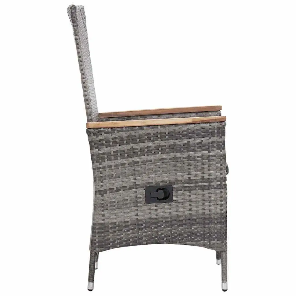 Garden Lounge Set 3 Piece Outdoor Patio Grey Poly Rattan Armchairs Coffee Table