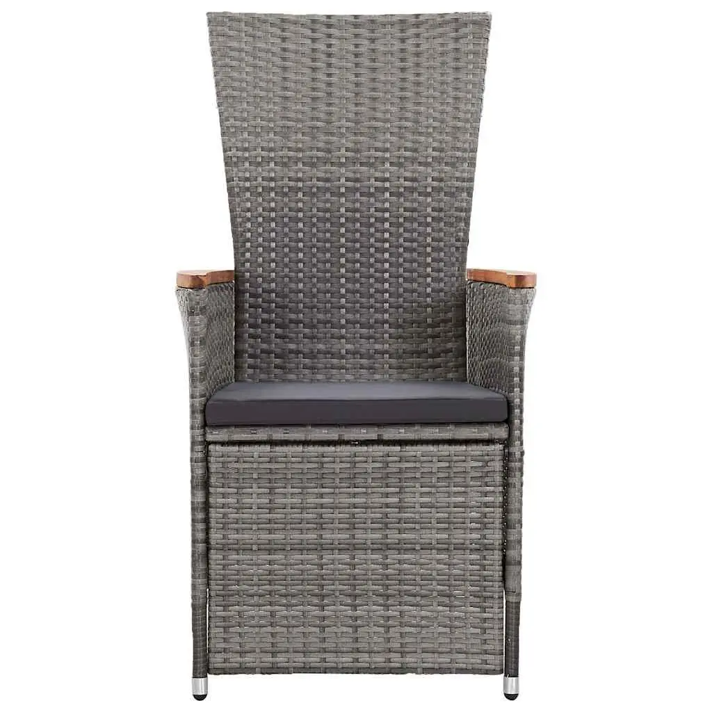 3 Piece Outdoor Lounge Set with Reclining Armchairs and Coffee Table for Patio Grey Poly Rattan Furniture