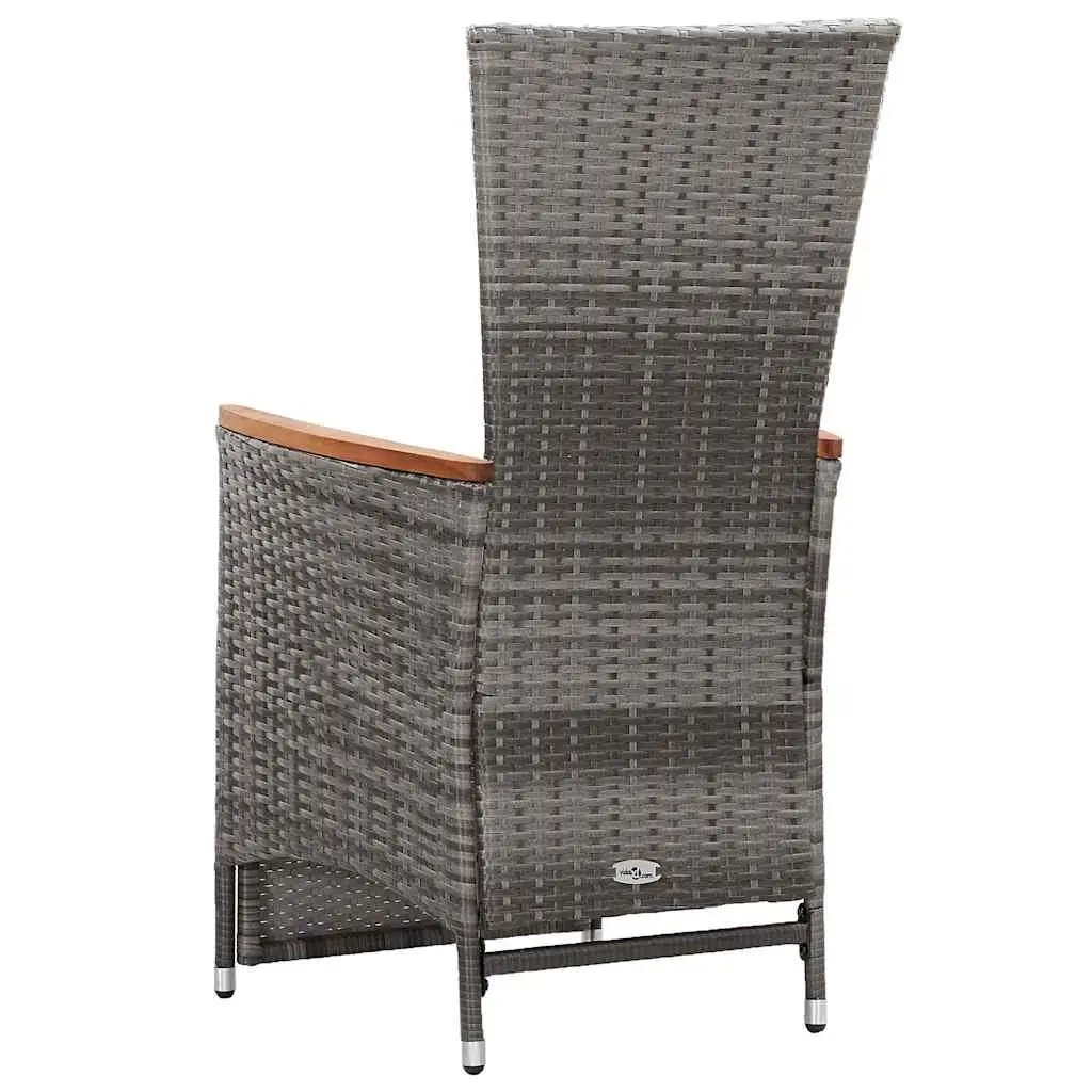 3 Piece Outdoor Lounge Set with Reclining Armchairs and Coffee Table for Patio Grey Poly Rattan Furniture